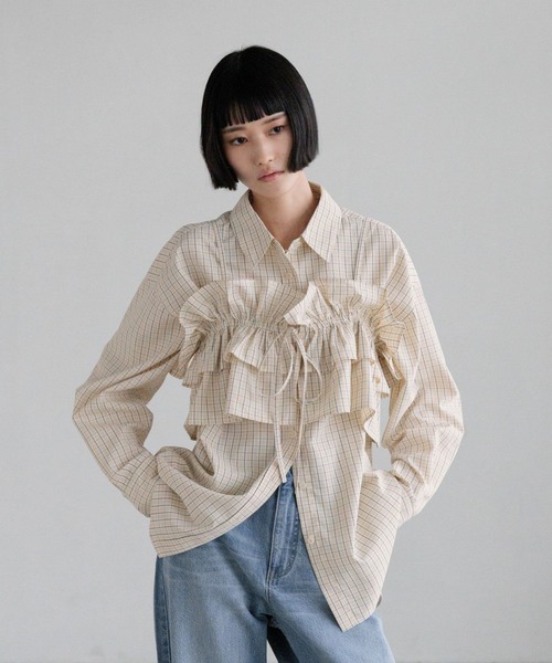 LOWRYS FARM（ローリーズファーム）の「チェックフリルビスチェ　638585（キャミソール・レディース・グレー/ブラック/ブラウン・FREE）」の14枚目の写真