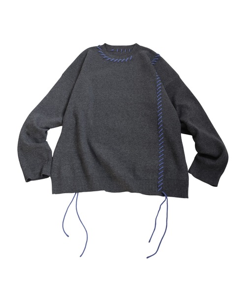 antiqua(アンティカ)の「配色ステッチ ニット(ニット/セーター・レディース・グレー/ブラック/アイボリー・ONESIZE)」の13枚目の写真