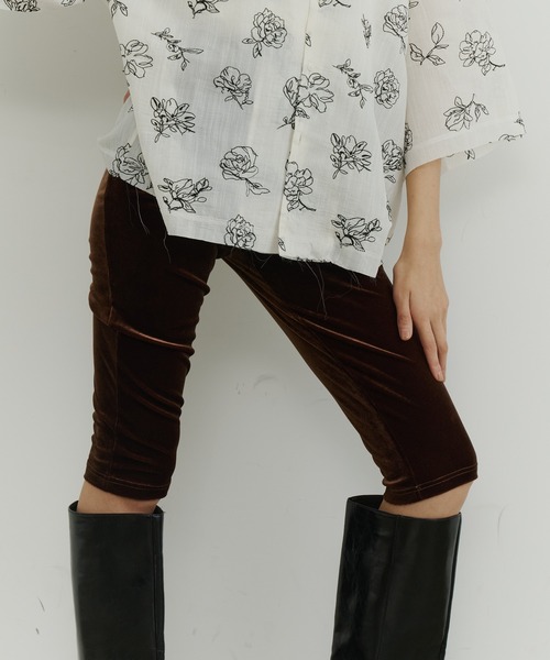 room153（ルームイチゴサン）の「ベロアレギンス（その他パンツ・レディース・ブラック/ブラウン・FREE）」の2枚目の写真