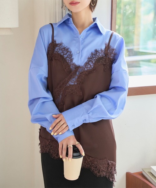 KOBE LETTUCE（コウベレタス）の「サテンレースキャミソール（キャミソール・レディース・アイボリー/ブラック/ブラウン・M）」の6枚目の写真