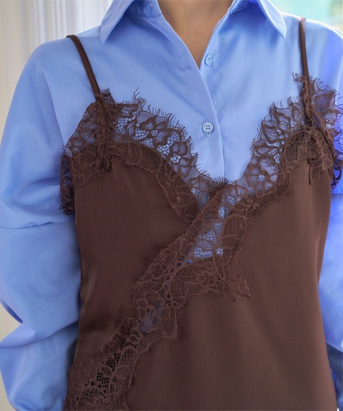 KOBE LETTUCE（コウベレタス）の「サテンレースキャミソール（キャミソール・レディース・アイボリー/ブラック/ブラウン・M）」の7枚目の写真