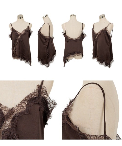 KOBE LETTUCE（コウベレタス）の「サテンレースキャミソール（キャミソール・レディース・アイボリー/ブラック/ブラウン・M）」の8枚目の写真