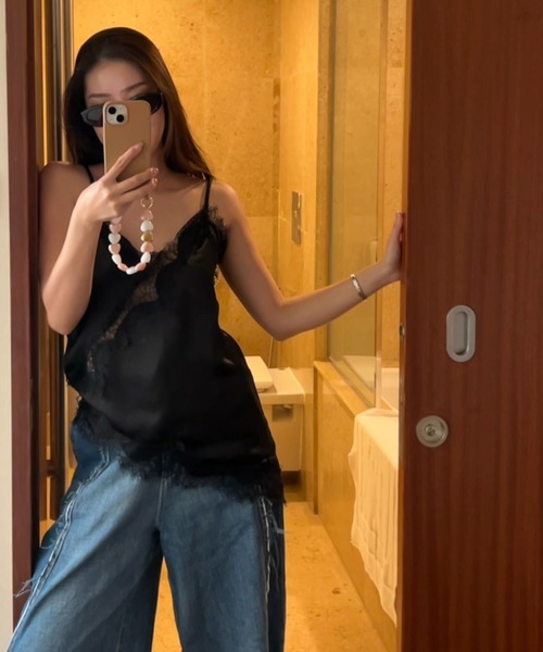 KOBE LETTUCE(コウベレタス)の「サテンレースキャミソール(キャミソール・レディース・アイボリー/ブラック/ブラウン/ホワイト×イエロー/ホワイト×ブラック・M)」の22枚目の写真