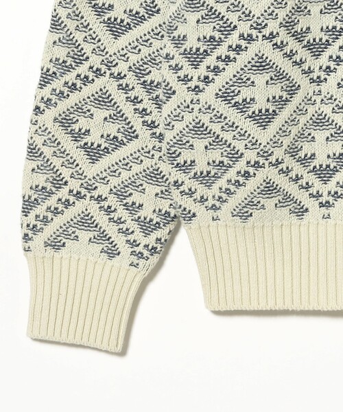 BEAMS PLUS(ビームスプラス)の「Crew Double Jacquard Indigo Yarn(ニット/セーター・メンズ・ホワイト・XL/L/M/S)」の9枚目の写真