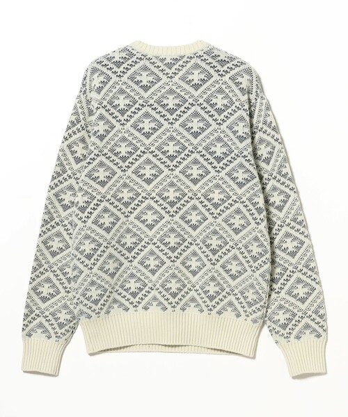 BEAMS PLUS(ビームスプラス)の「Crew Double Jacquard Indigo Yarn(ニット/セーター・メンズ・ホワイト・XL/L/M/S)」の10枚目の写真