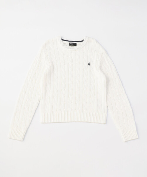 COMME CA ISM(コムサイズム)の「ケーブル編み ニットプルオーバー(ニット/セーター・キッズ・ネイビー/オフホワイト/グリーン/ピンク・130cm/120cm)」の2枚目の写真