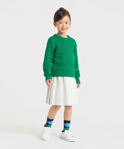 COMME CA ISM(コムサイズム)の「ケーブル編み ニットプルオーバー(ニット/セーター・キッズ・ネイビー/オフホワイト/グリーン/ピンク・130cm/120cm)」の5枚目の写真