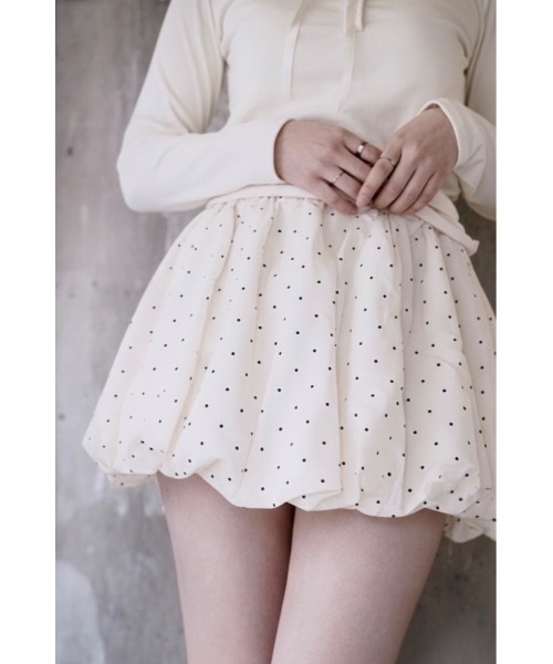 SALTMINT（ソルトミント）の「ドットミニバルーンスカパン（スカート・レディース・アイボリー/ブラック・FREE）」の5枚目の写真
