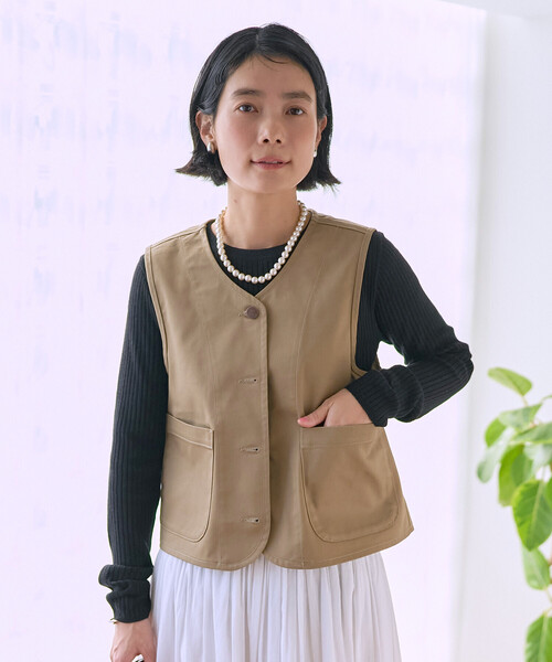 FREAK'S STORE(フリークスストア)の「RED KAP × FREAK'S STORE/レッドキャップ 別注 バックギャザーベスト<セットアップ対応>(ベスト・レディース・ベージュ/ナチュラル/オリーブ/その他2/ネイビー・フリ-)」の13枚目の写真