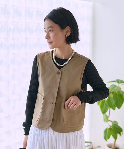 FREAK'S STORE(フリークスストア)の「RED KAP × FREAK'S STORE/レッドキャップ 別注 バックギャザーベスト<セットアップ対応>(ベスト・レディース・ベージュ/ナチュラル/オリーブ/その他2/ネイビー・フリ-)」の14枚目の写真