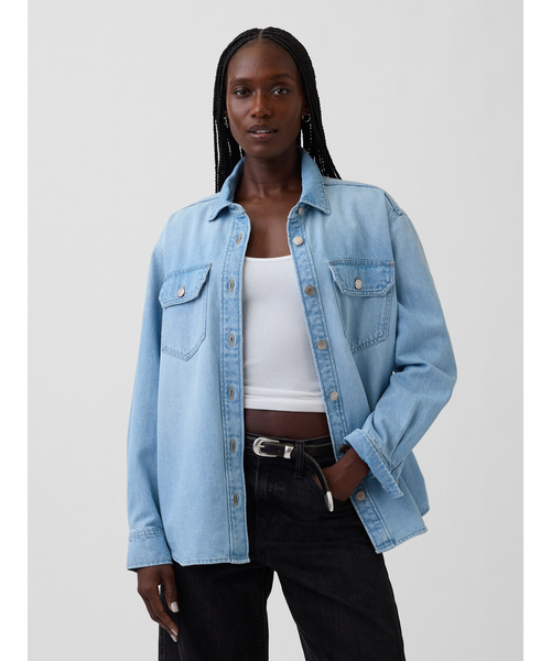 GAP(ギャップ)の「デニム ウエスタン シャケット(シャツ/ブラウス・レディース・ライトインディゴブルー・XS/S/M/L/XXS)」の5枚目の写真