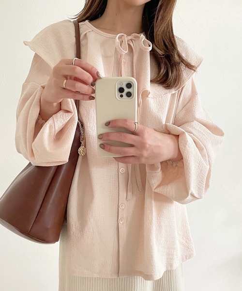 INTER FACTORY(インターファクトリー)の「choco - フリルカラーブラウス made in INTER FACTORY(シャツ/ブラウス・レディース・ピンク/アイボリー・FREE)」の22枚目の写真