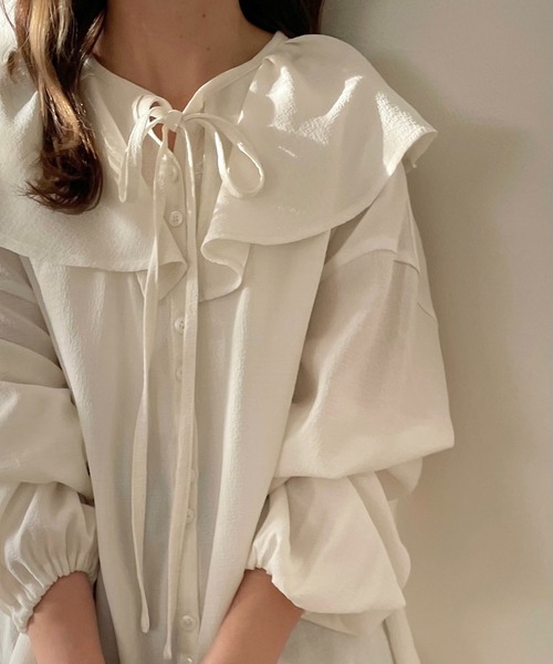 INTER FACTORY(インターファクトリー)の「choco - フリルカラーブラウス made in INTER FACTORY(シャツ/ブラウス・レディース・ピンク/アイボリー・FREE)」の13枚目の写真