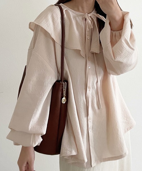 INTER FACTORY(インターファクトリー)の「choco - フリルカラーブラウス made in INTER FACTORY(シャツ/ブラウス・レディース・ピンク/アイボリー・FREE)」の16枚目の写真