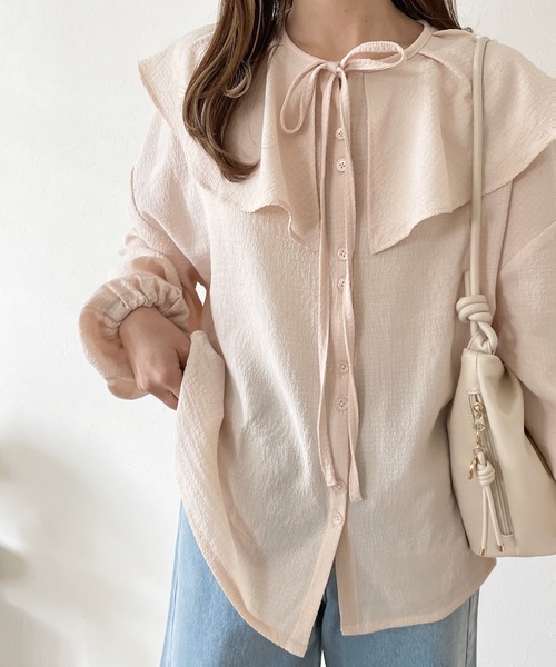 INTER FACTORY(インターファクトリー)の「choco - フリルカラーブラウス made in INTER FACTORY(シャツ/ブラウス・レディース・ピンク/アイボリー・FREE)」の18枚目の写真