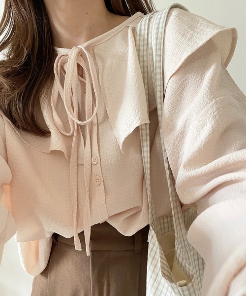 INTER FACTORY(インターファクトリー)の「choco - フリルカラーブラウス made in INTER FACTORY(シャツ/ブラウス・レディース・ピンク/アイボリー・FREE)」の19枚目の写真