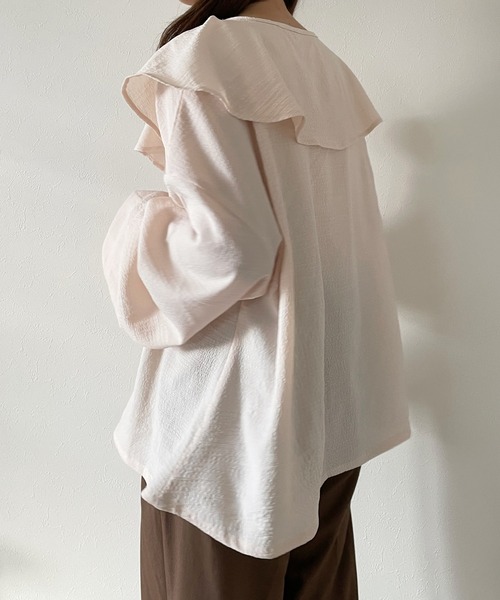 INTER FACTORY(インターファクトリー)の「choco - フリルカラーブラウス made in INTER FACTORY(シャツ/ブラウス・レディース・ピンク/アイボリー・FREE)」の9枚目の写真