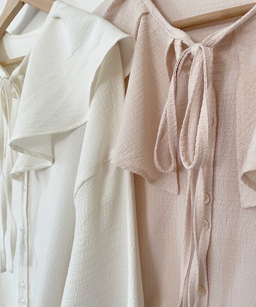 INTER FACTORY(インターファクトリー)の「choco - フリルカラーブラウス made in INTER FACTORY(シャツ/ブラウス・レディース・ピンク/アイボリー・FREE)」の4枚目の写真