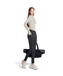 女性 起毛 ヨガ ピラティス クロップ ジップアップ ジャケット