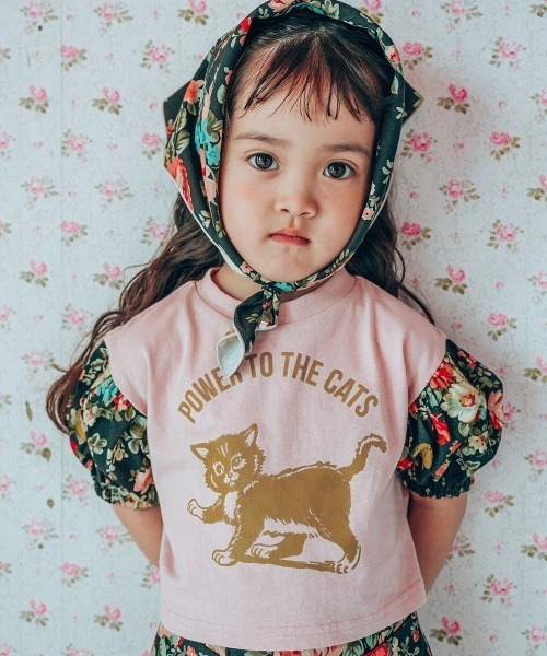 MARKEY'S(マーキーズ)の「【softcheese×MARKEY'S】別注ビッグパフスリーブTee(Tシャツ/カットソー・キッズ・ブラック/オフホワイト・80/90/100/110/120/130/140/150)」の2枚目の写真