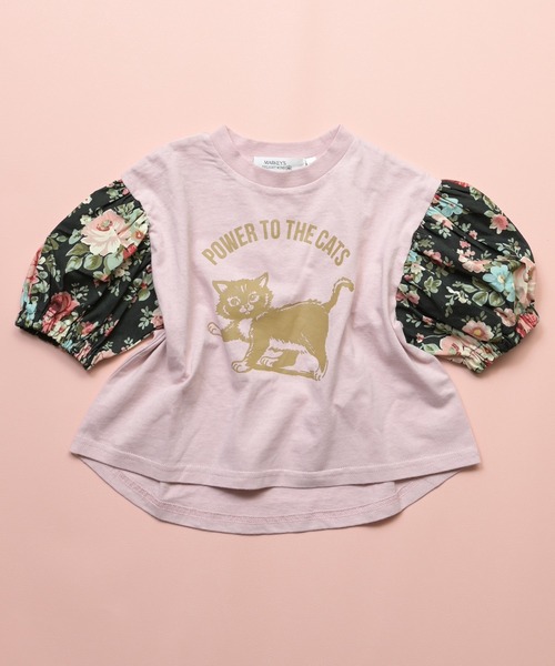 MARKEY'S(マーキーズ)の「【softcheese×MARKEY'S】別注ビッグパフスリーブTee(Tシャツ/カットソー・キッズ・ブラック/オフホワイト・80/90/100/110/120/130/140/150)」の9枚目の写真