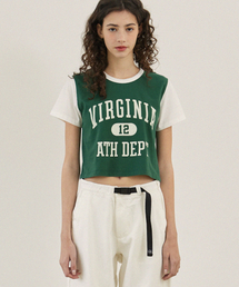 MIDNIGHT12AM（ミッドナイト12エーエム）の「バージニアクロップ配色1/2（Tシャツ/カットソー）」