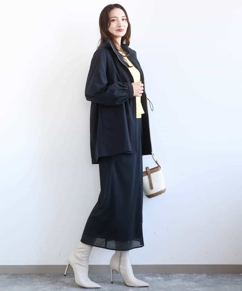 MK MICHEL KLEIN(エムケーミッシェルクラン)の「オーガンジートリコットシアータイトスカート/洗える(スカート・レディース・ライトブルー/ネイビー・38)」の17枚目の写真