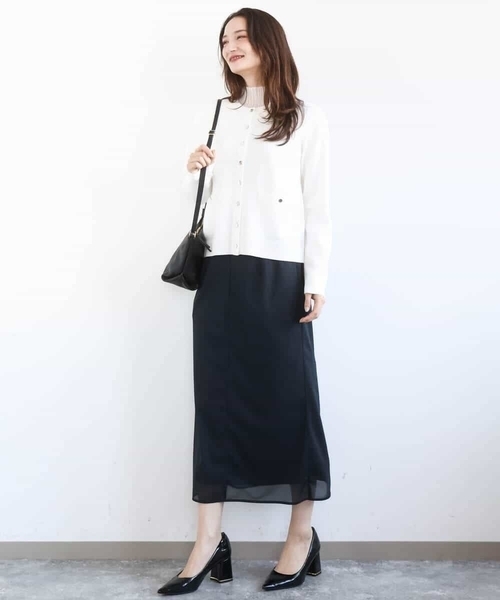 MK MICHEL KLEIN(エムケーミッシェルクラン)の「オーガンジートリコットシアータイトスカート/洗える(スカート・レディース・ライトブルー/ネイビー・38)」の19枚目の写真