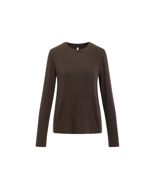 BUTTON SEOUL（ボタンソウル）の「[ウィメンズ] ソフトタッチベーシックロングスリーブTシャツ (5 COLORS)（Tシャツ/カットソー・レディース・ブラウン/ホワイト/スカイブルー/ブラック/ライトグレー・MEDIUM/SMALL/LARGE）」の4枚目の写真