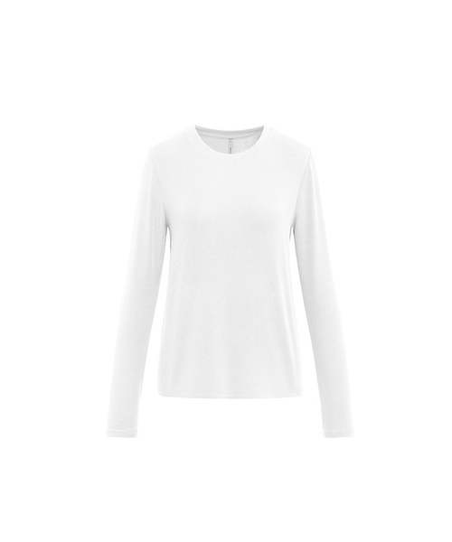 BUTTON SEOUL（ボタンソウル）の「[ウィメンズ] ソフトタッチベーシックロングスリーブTシャツ (5 COLORS)（Tシャツ/カットソー・レディース・ブラウン/ホワイト/スカイブルー/ブラック/ライトグレー・MEDIUM/SMALL/LARGE）」の2枚目の写真