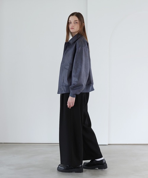 SOCCE（ソーシー）の「ヴィンテージ加工ルーズシルエット合皮ジャケット（その他アウター・メンズ・ブルー系/ブラック/グレー系・S/M/L/XL）」の10枚目の写真