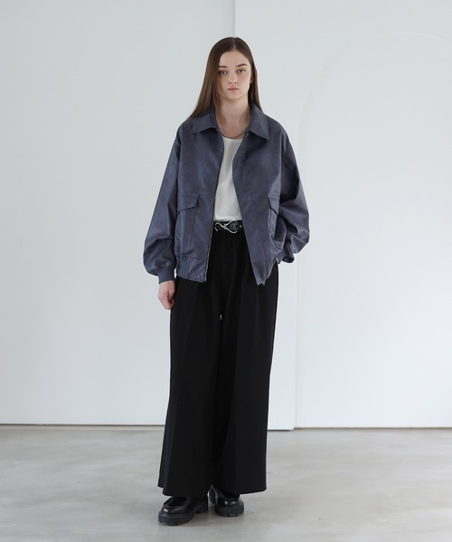 SOCCE（ソーシー）の「ヴィンテージ加工ルーズシルエット合皮ジャケット（その他アウター・メンズ・ブルー系/ブラック/グレー系・S/M/L/XL）」の11枚目の写真