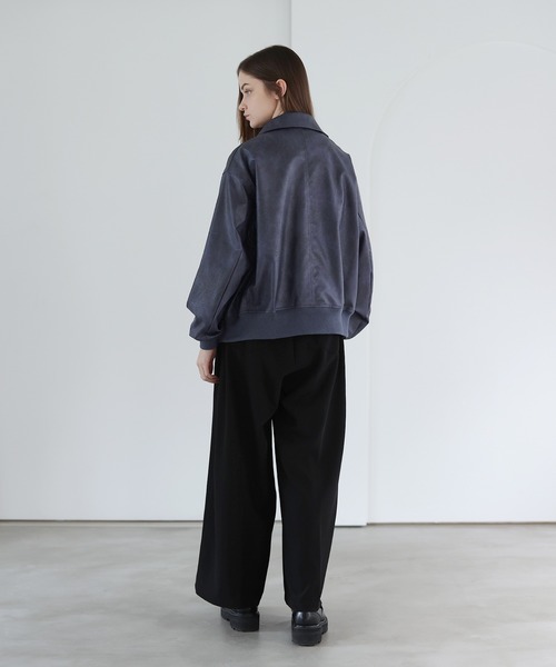 SOCCE（ソーシー）の「ヴィンテージ加工ルーズシルエット合皮ジャケット（その他アウター・メンズ・ブルー系/ブラック/グレー系・S/M/L/XL）」の14枚目の写真