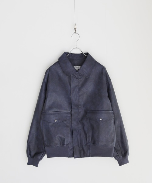SOCCE（ソーシー）の「ヴィンテージ加工ルーズシルエット合皮ジャケット（その他アウター・メンズ・ブルー系/ブラック/グレー系・S/M/L/XL）」の17枚目の写真