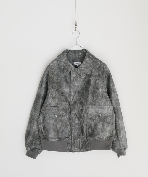 SOCCE（ソーシー）の「ヴィンテージ加工ルーズシルエット合皮ジャケット（その他アウター・メンズ・ブルー系/ブラック/グレー系・S/M/L/XL）」の16枚目の写真