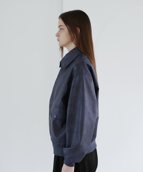 SOCCE（ソーシー）の「ヴィンテージ加工ルーズシルエット合皮ジャケット（その他アウター・メンズ・ブルー系/ブラック/グレー系・S/M/L/XL）」の19枚目の写真