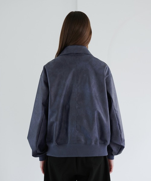 SOCCE（ソーシー）の「ヴィンテージ加工ルーズシルエット合皮ジャケット（その他アウター・メンズ・ブルー系/ブラック/グレー系・S/M/L/XL）」の20枚目の写真