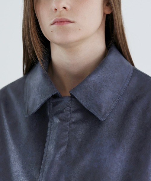 SOCCE（ソーシー）の「ヴィンテージ加工ルーズシルエット合皮ジャケット（その他アウター・メンズ・ブルー系/ブラック/グレー系・S/M/L/XL）」の21枚目の写真