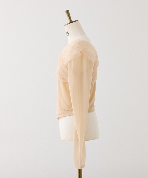 Seemi. byNICECLAUP（ シーミーバイナイスクラップ）の「【Seemi.】チュールトップス（Tシャツ/カットソー・レディース・ブルーグレー/ベージュ/ホワイト・FREE）」の8枚目の写真