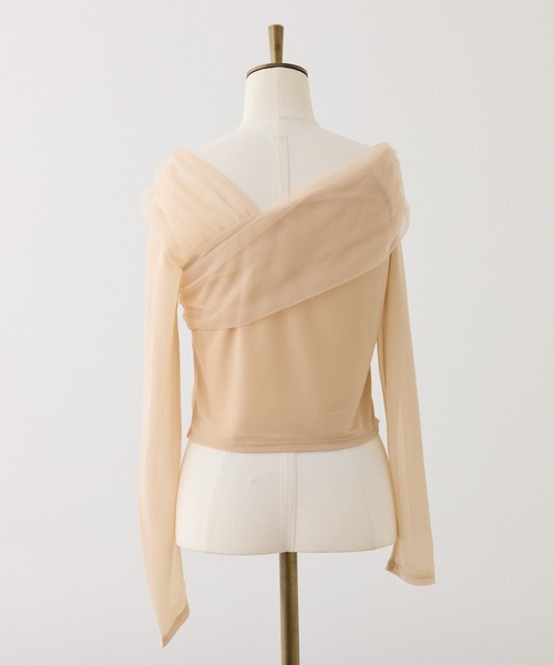 Seemi. byNICECLAUP（ シーミーバイナイスクラップ）の「【Seemi.】チュールトップス（Tシャツ/カットソー・レディース・ブルーグレー/ベージュ/ホワイト・FREE）」の9枚目の写真