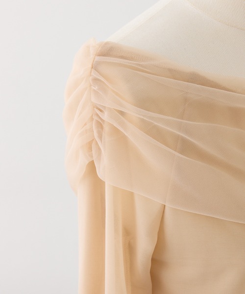 Seemi. byNICECLAUP（ シーミーバイナイスクラップ）の「【Seemi.】チュールトップス（Tシャツ/カットソー・レディース・ブルーグレー/ベージュ/ホワイト・FREE）」の10枚目の写真