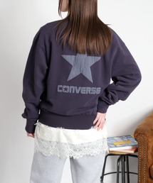 【CONVERSE】発泡プリント裏毛クルーネックスウェットプルオーバー