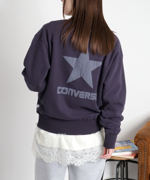 cepo(セポ)の「【CONVERSE】発泡プリント裏毛クルーネックスウェットプルオーバー(スウェット・レディース・ネイビー/オートミール/パープル・M)」の12枚目の写真