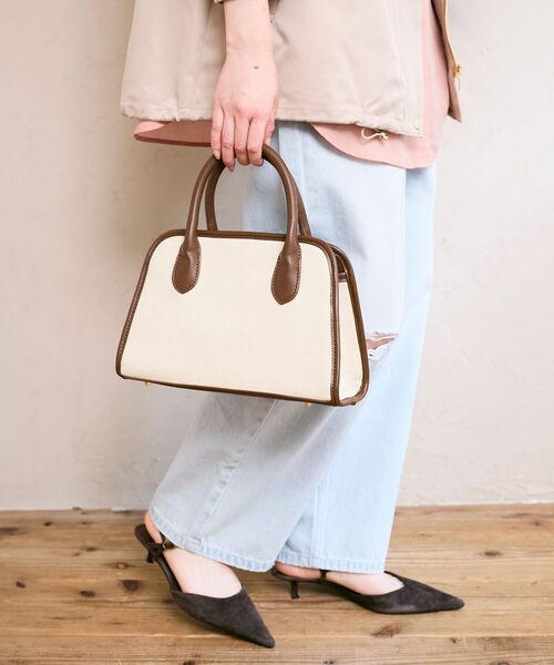 le.coeur blanc(ルクールブラン)の「キャンバスライクトートバッグ(トートバッグ・レディース・ブラウン/ブラック・FREE)」の2枚目の写真