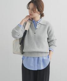 URBAN RESEARCH DOORS | 衿付き畦ニット | ポロ襟/春ニット/カジュアル(ニット/セーター)