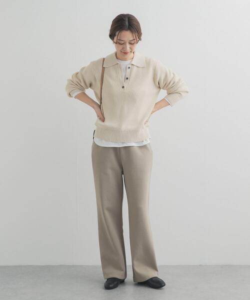 URBAN RESEARCH DOORS（アーバンリサーチドアーズ）の「衿付き畦ニット | ポロ襟/春ニット/カジュアル（ニット/セーター・レディース・アイボリー/ネイビー/ライトグレー・FREE）」の10枚目の写真