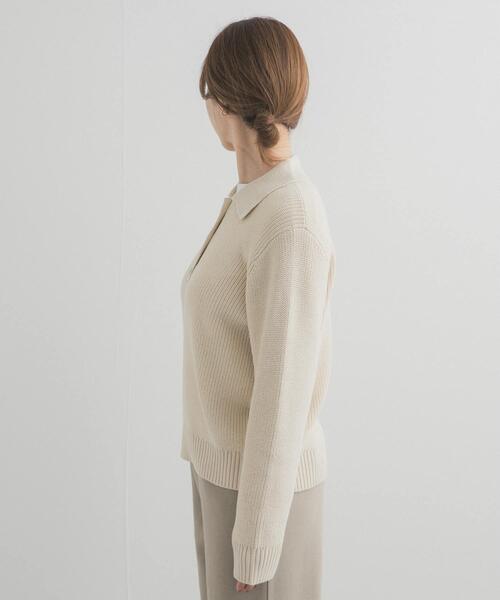URBAN RESEARCH DOORS（アーバンリサーチドアーズ）の「衿付き畦ニット | ポロ襟/春ニット/カジュアル（ニット/セーター・レディース・アイボリー/ネイビー/ライトグレー・FREE）」の12枚目の写真
