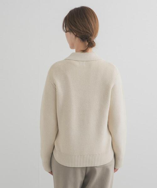 URBAN RESEARCH DOORS（アーバンリサーチドアーズ）の「衿付き畦ニット | ポロ襟/春ニット/カジュアル（ニット/セーター・レディース・アイボリー/ネイビー/ライトグレー・FREE）」の13枚目の写真