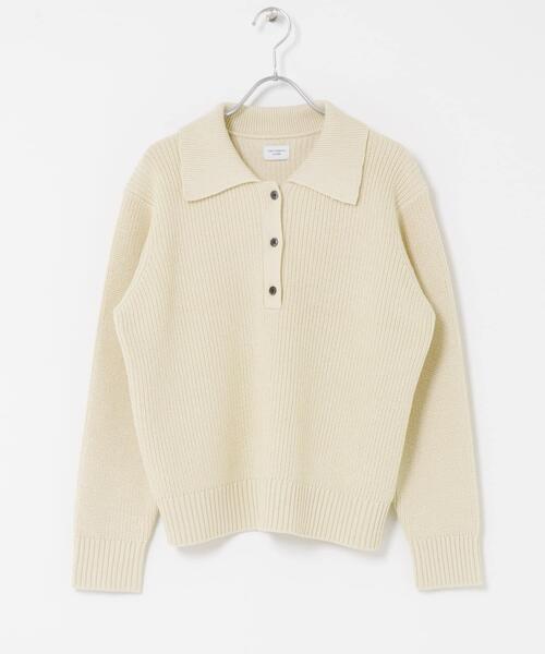 URBAN RESEARCH DOORS（アーバンリサーチドアーズ）の「衿付き畦ニット | ポロ襟/春ニット/カジュアル（ニット/セーター・レディース・アイボリー/ネイビー/ライトグレー・FREE）」の14枚目の写真