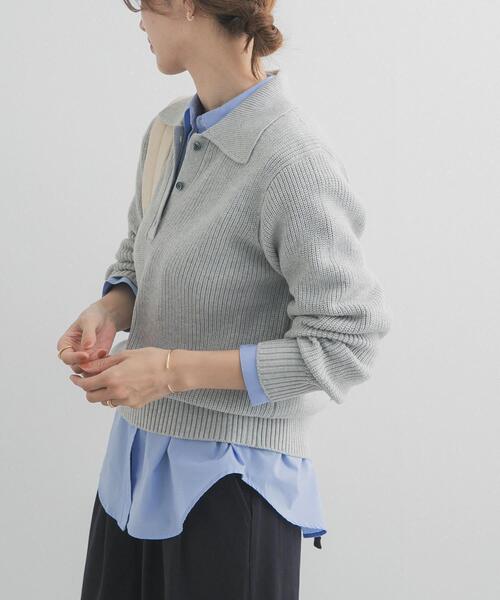 URBAN RESEARCH DOORS（アーバンリサーチドアーズ）の「衿付き畦ニット | ポロ襟/春ニット/カジュアル（ニット/セーター・レディース・アイボリー/ネイビー/ライトグレー・FREE）」の17枚目の写真
